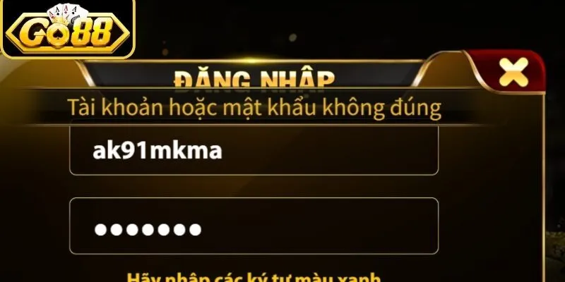 Sai tên hoặc mật khẩu