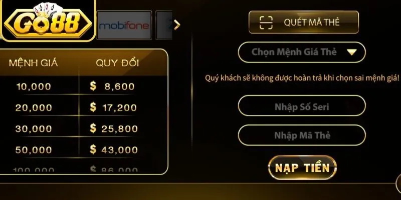 Khuyến mãi Go88 nạp tiền ngày thứ 6 hấp dẫn